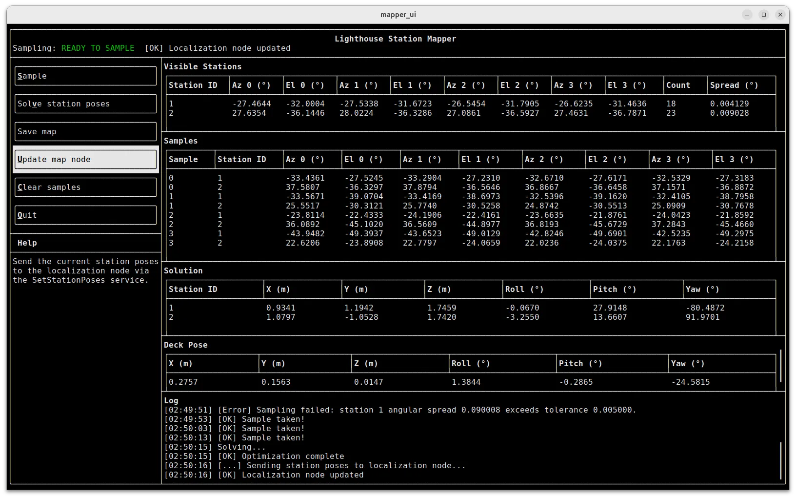 Text UI for station mapping
